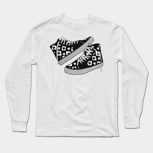 Floral Checkered High tops in Black & White Long Sleeve T-Shirt